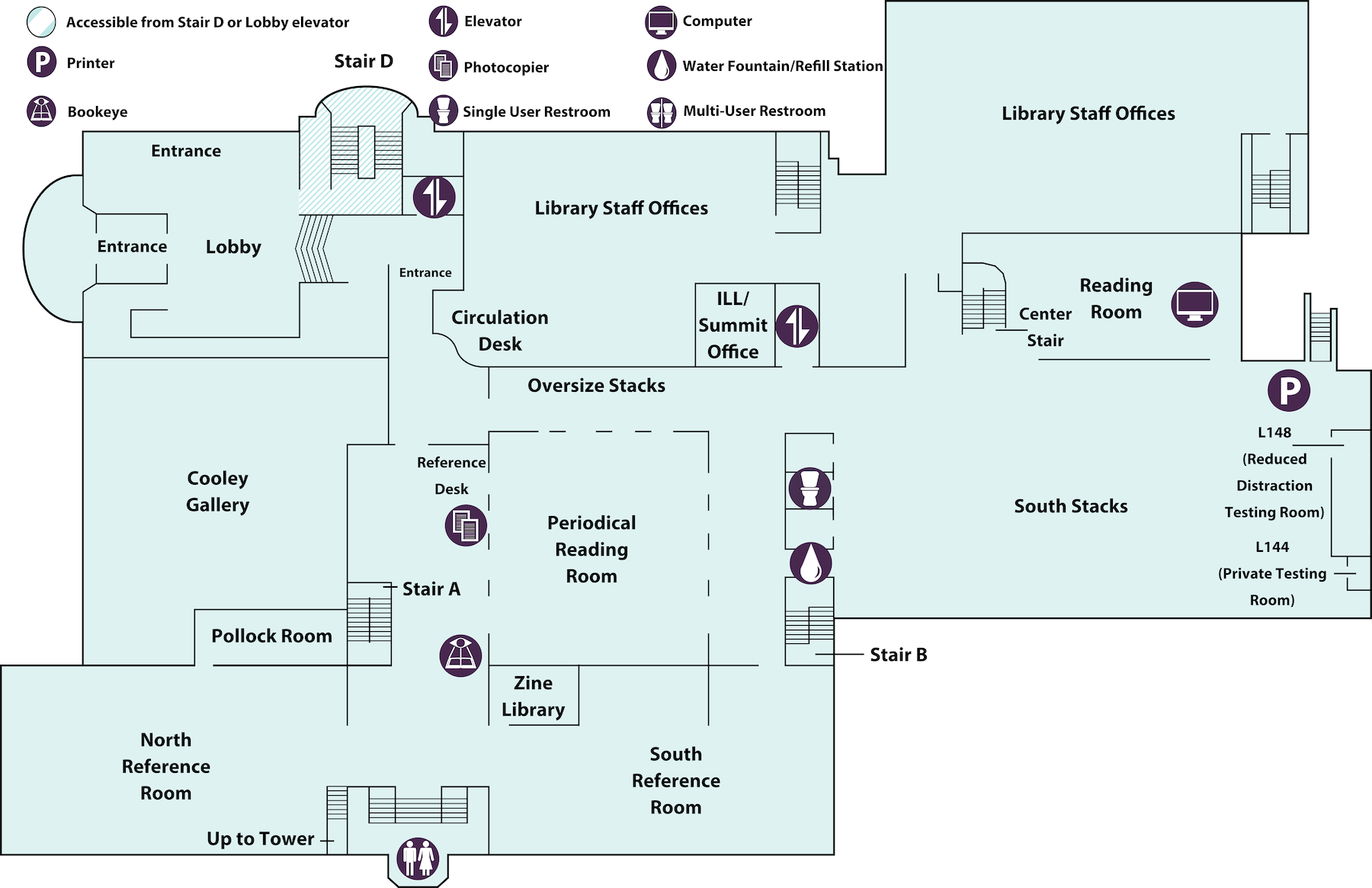 floor map of library Main Level